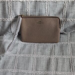 Coach Taupe Saffiano Leather Wristlet